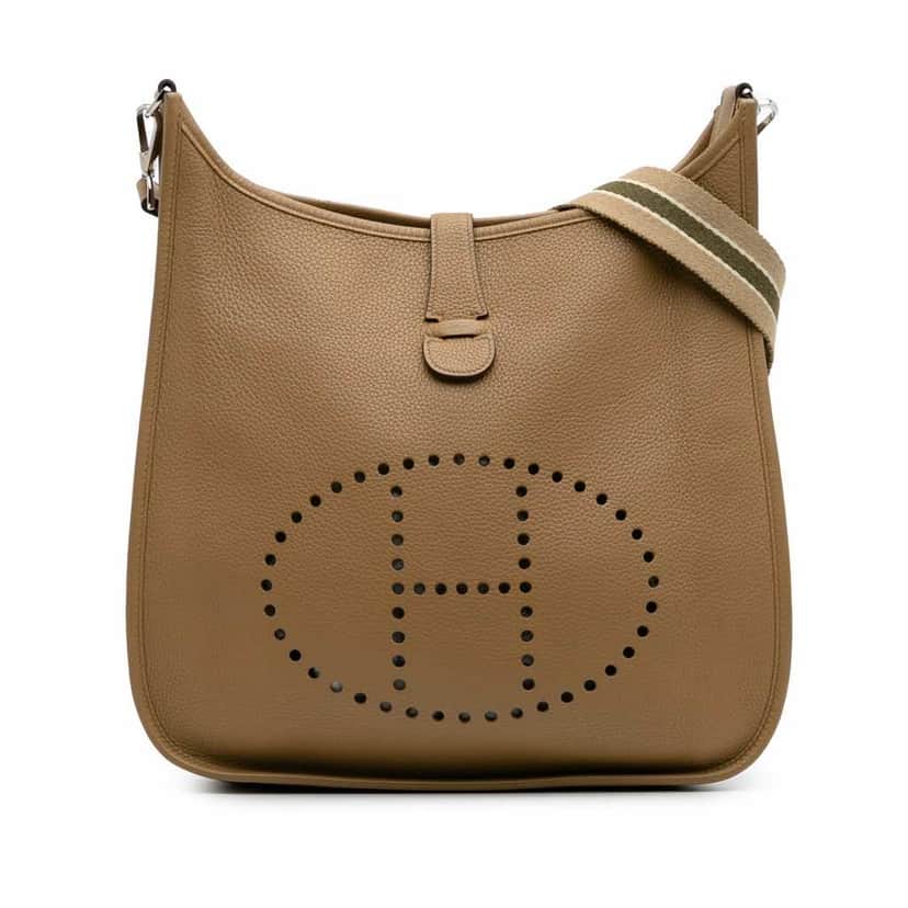 Hermès Clemence Evelyne II GM Brown Leather Good condition - Front View