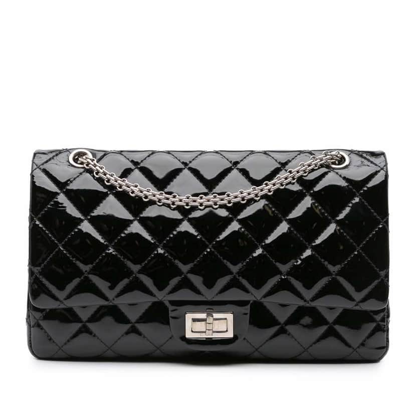 Chanel 2.55 Reissue Quilted Patent Double Flap 227 Black Leather Good condition - Front View