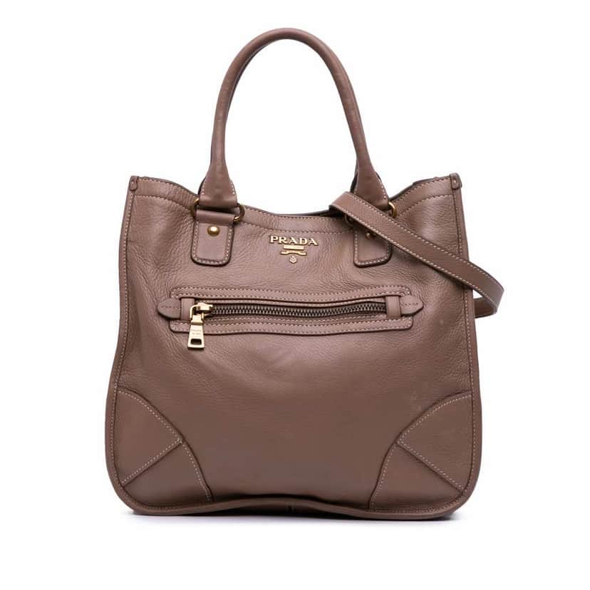 Prada Cervo Tote Brown Leather Good condition - Front View