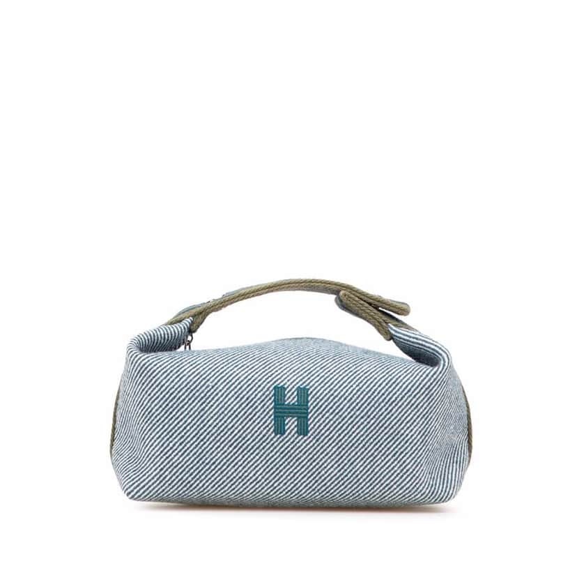 Hermès Small Wool Bride A Brac H Natte Case Blue Good condition - Front View
