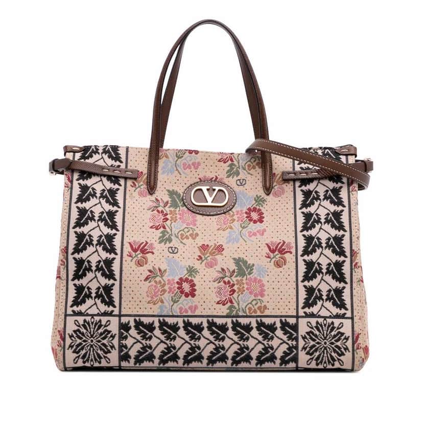 Valentino Medium Canvas Antibes Shopping Bag Brown Good condition - Front View
