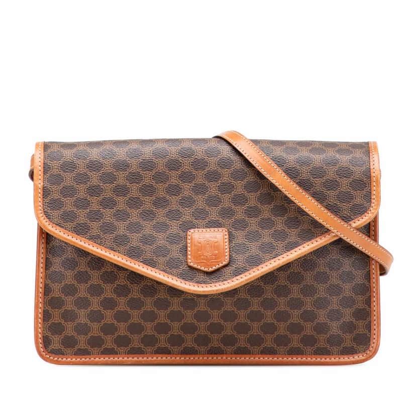 Celine Macadam Coated Canvas Crossbody Brown Good condition - Front View