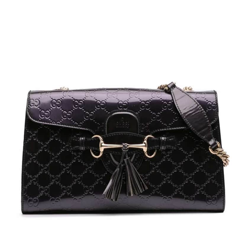 Gucci Medium Patent Guccissima Emily Shoulder Bag Purple Leather Good condition - Front View