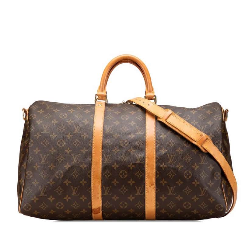Louis Vuitton Monogram Keepall Bandouliere 50 Brown Canvas Good condition - Front View