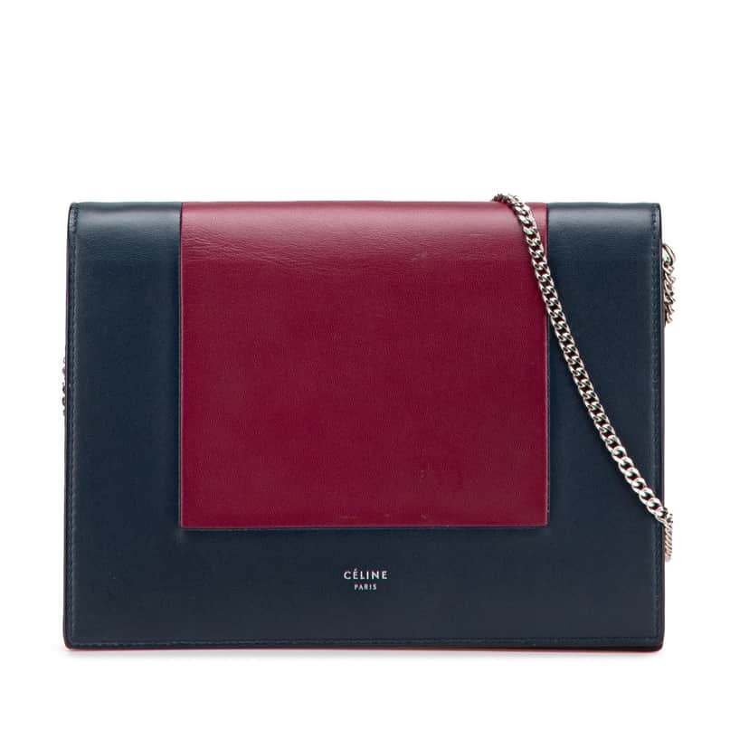 Celine Leather Frame Wallet on Chain Red Leather Good condition - Front View