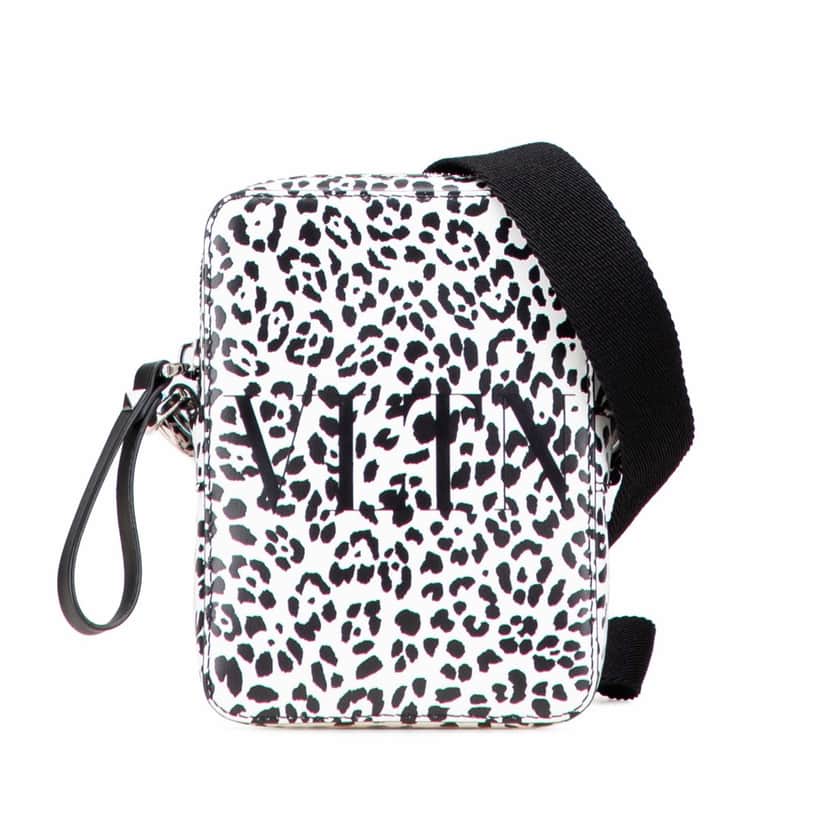 Valentino Small Leather Animalier Print VLTN Crossbody White Leather Good condition - Front View