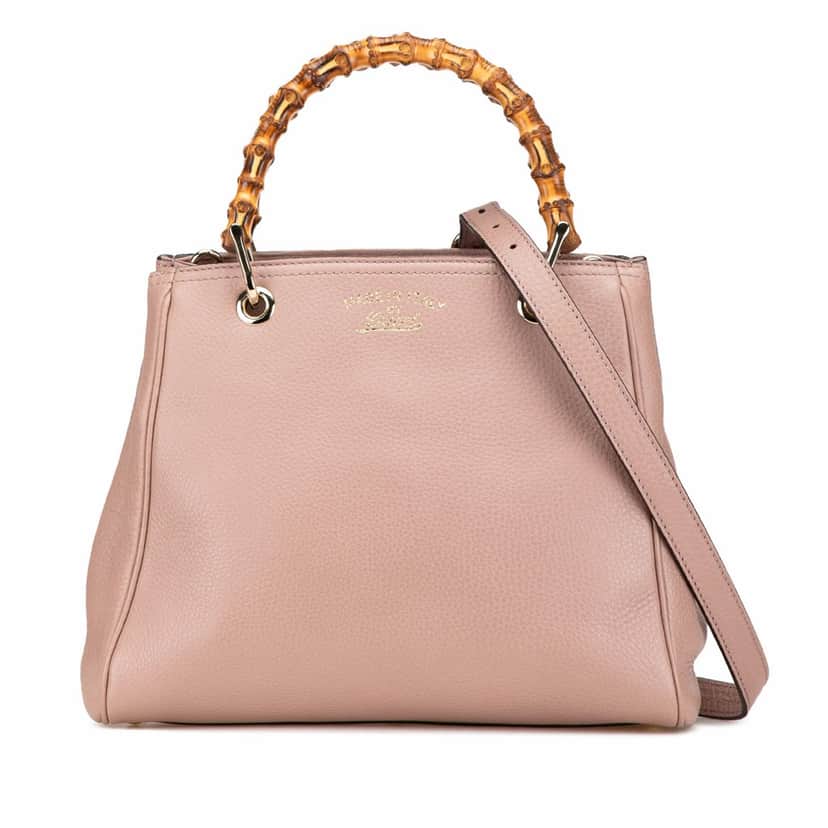 Gucci Small Calfskin Bamboo Shopper Satchel Pink Leather Good condition - Front View