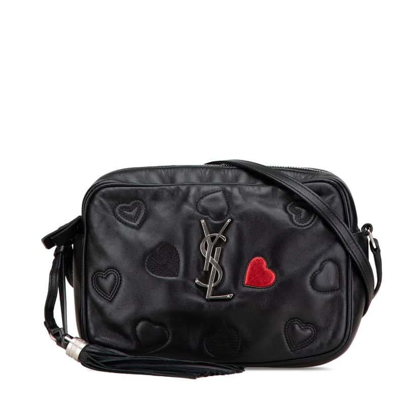 Saint Laurent Leather Heart Lou Camera Bag Black Leather Good condition - Front View
