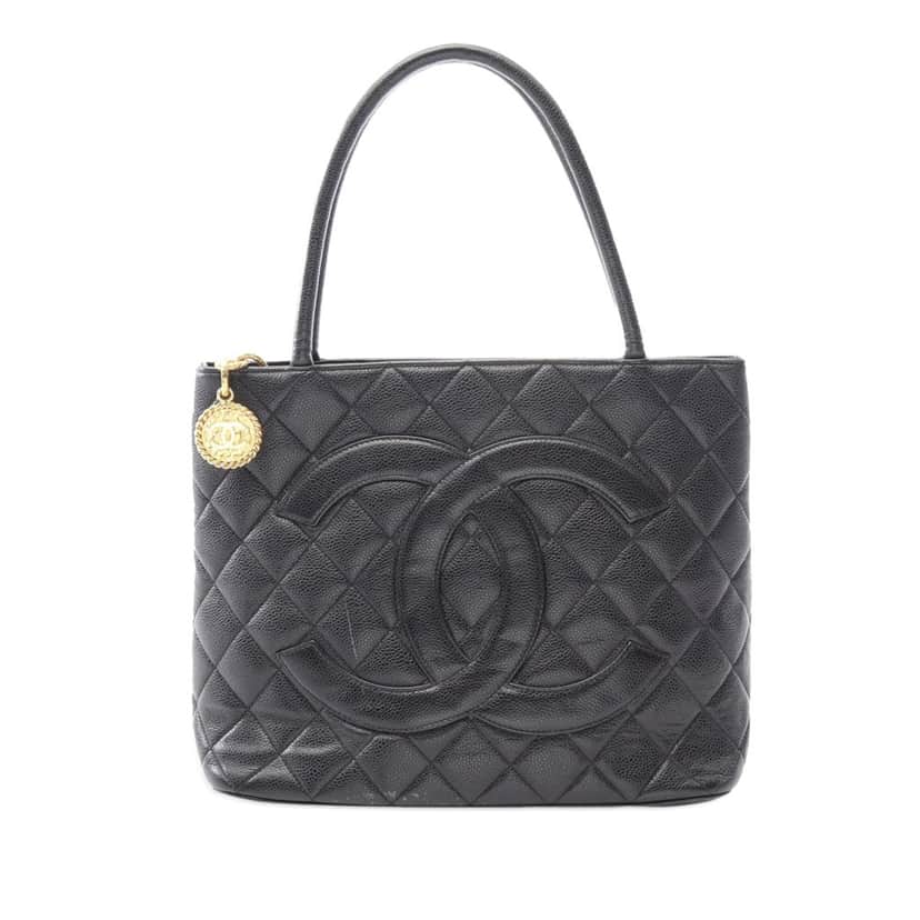 Chanel Caviar Medallion Tote Black Leather Good condition - Front View