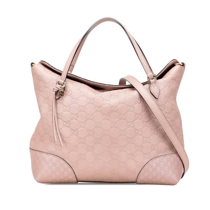 Gucci Medium Guccissima Bree Fold Over Tote Pink Leather Good condition - Front View