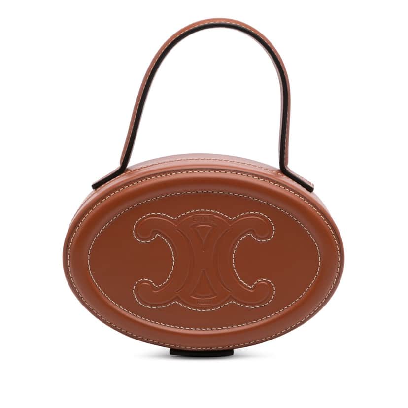 Celine Calfskin Cuir Triomphe Oval Handbag Brown Leather Good condition - Front View
