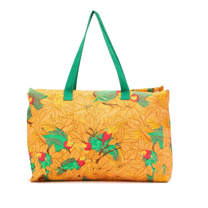 Hermès Toile Les Perroquets Tote Orange Canvas Good condition - Front View