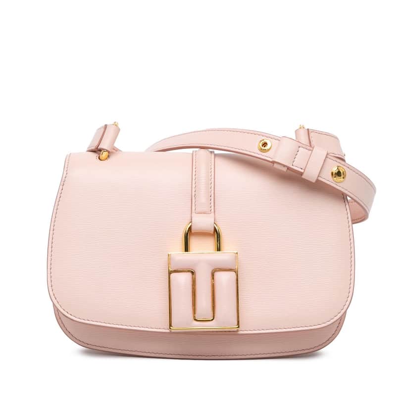 Tom Ford Calfskin Lock Crossbody Pink Leather Very good condition - Front View