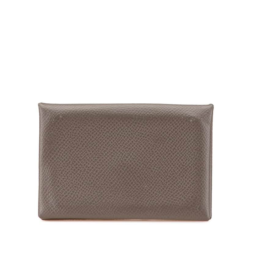 Hermès Epsom Calvi Card Holder Brown Leather Good condition - Front View