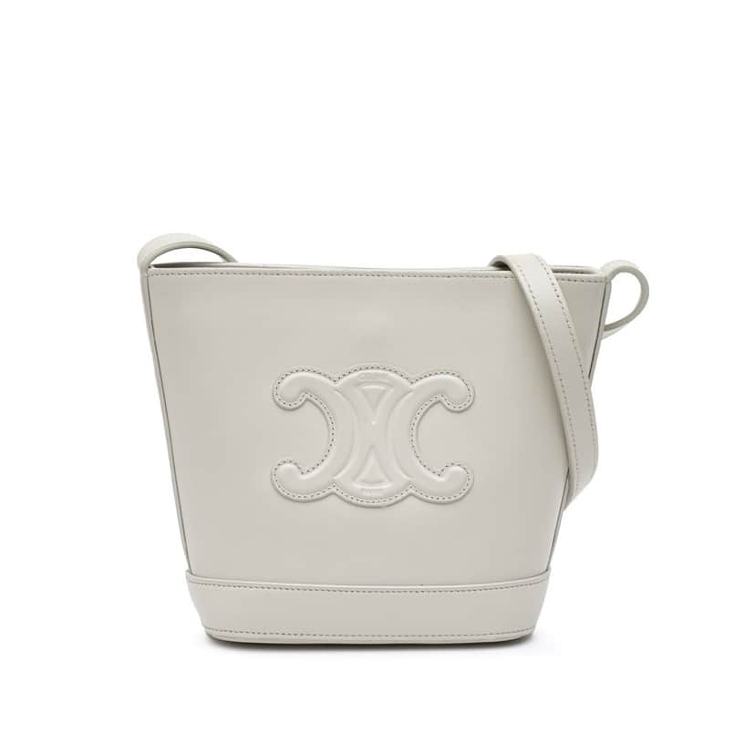 Celine Small Smooth Calfskin Cuir Triomphe Bucket Bag Grey Leather Good condition - Front View