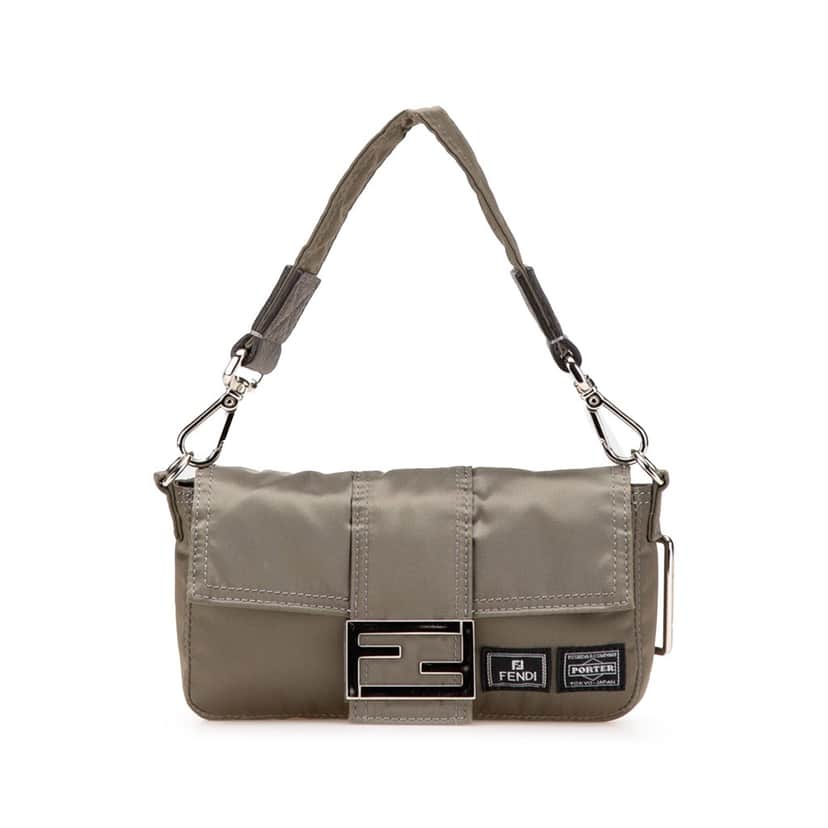 Fendi Porter Yoshida Nylon Baguette Satchel Brown Good condition - Front View
