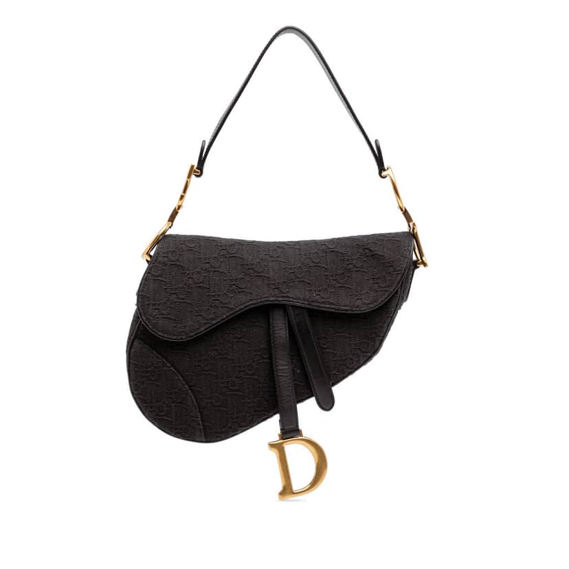Dior Oblique Canvas Saddle Bag Black Canvas Good condition - Front View