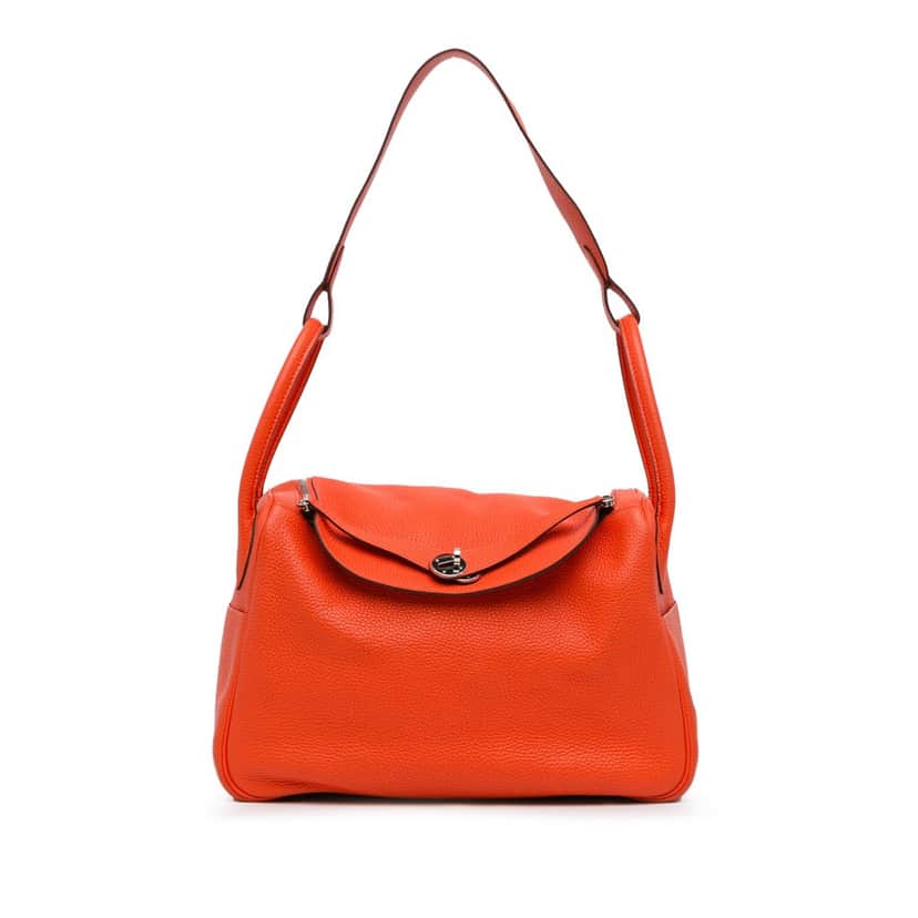 Hermès Clemence Lindy 34 Orange Leather Good condition - Front View