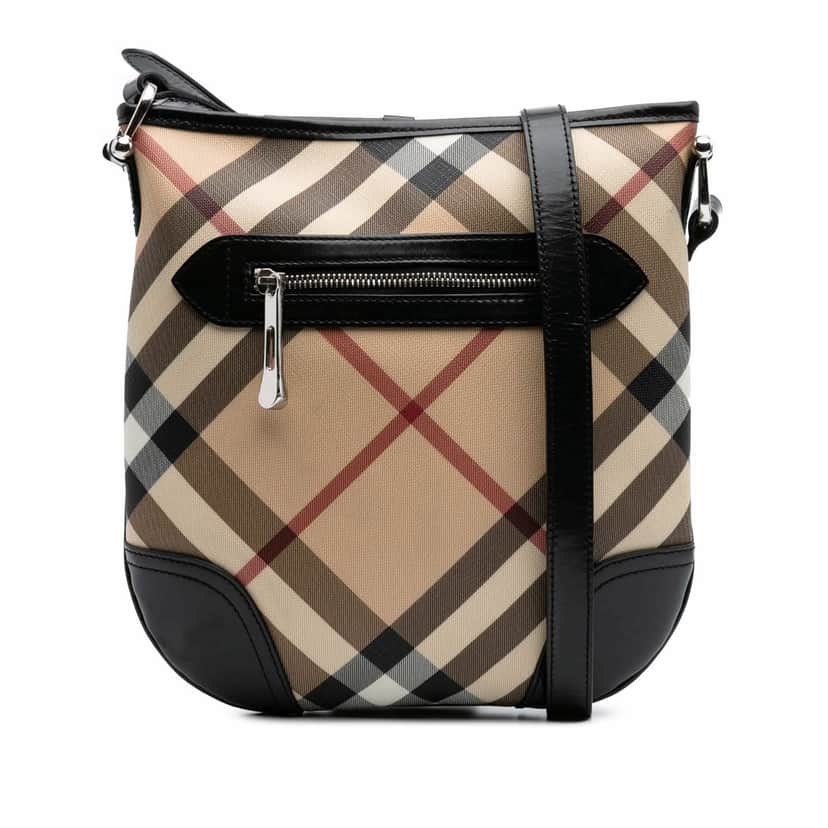 Burberry Supernova Check Coated Canvas Dryden Crossbody Brown Canvas Good condition - Front View