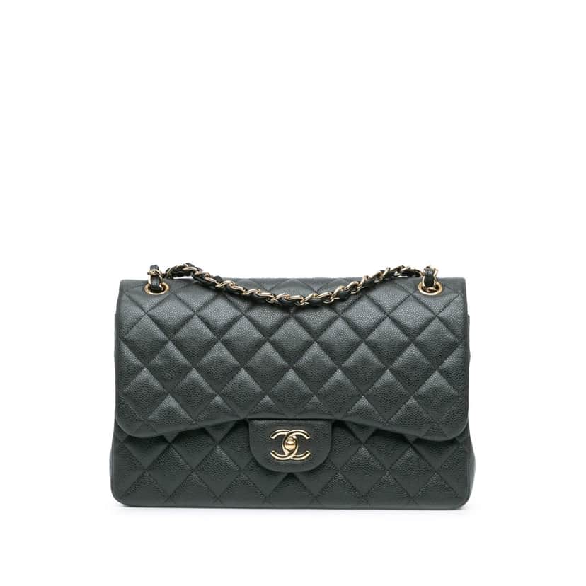 Chanel Jumbo Classic Caviar Double Flap Grey Leather Good condition - Front View