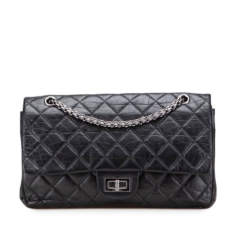 Chanel Reissue 2.55 Aged Calfskin Double Flap 227 Black Leather Good condition - Front View