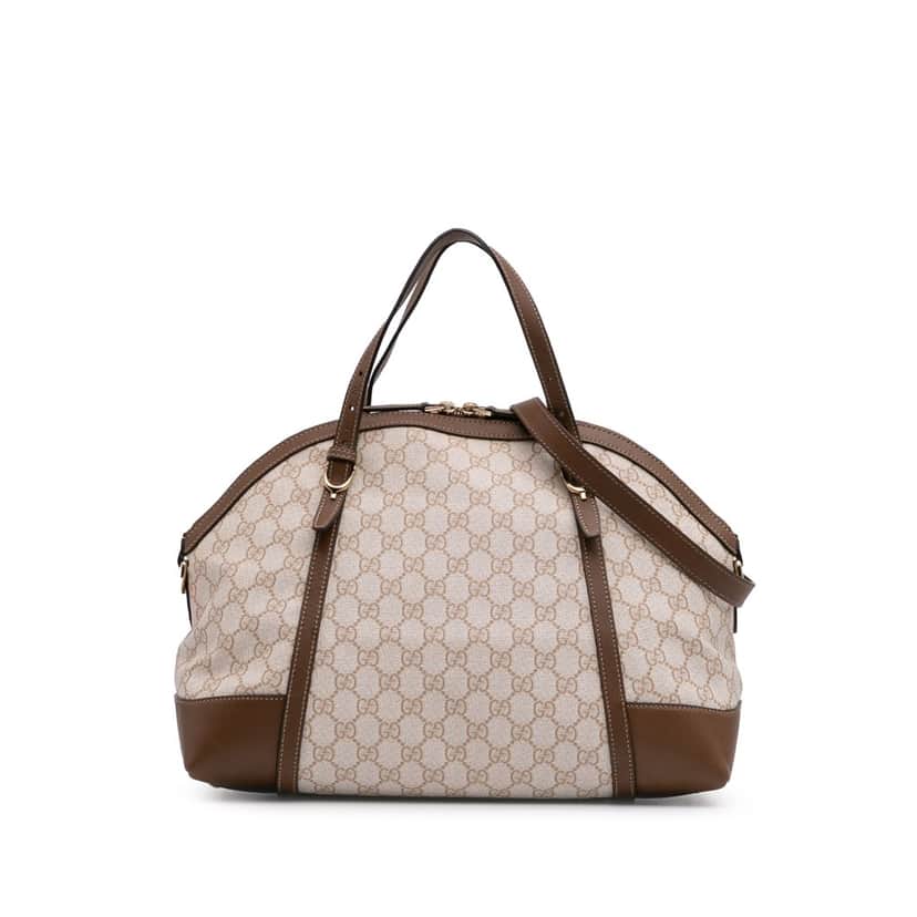 Gucci Large GG Supreme Nice Dome Satchel Brown Canvas Good condition - Front View