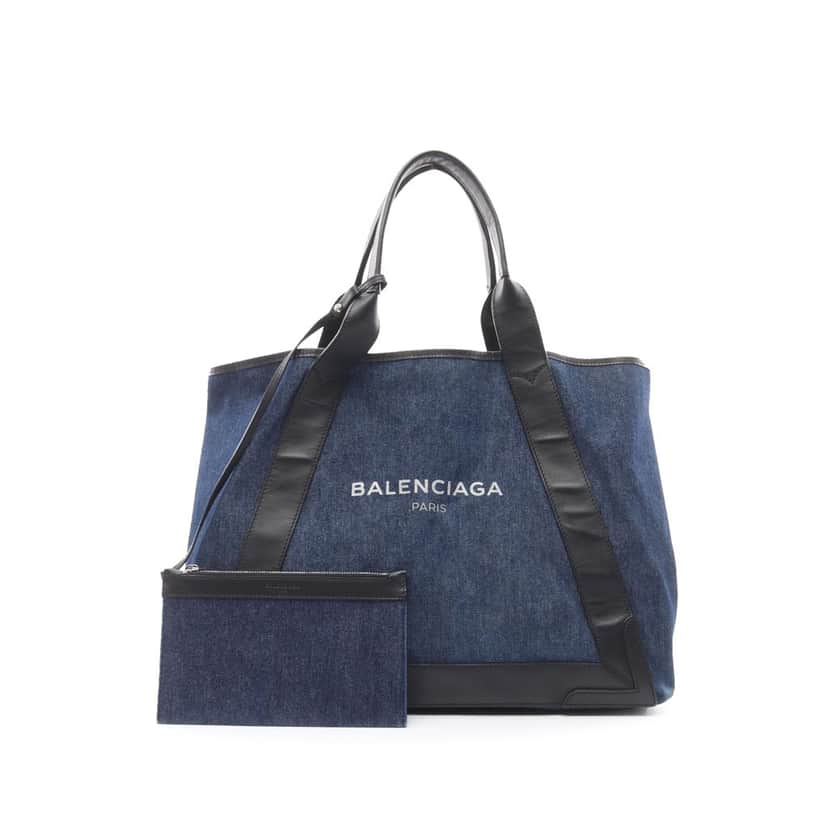 Balenciaga Denim Navy Cabas M Blue Denim Good condition - Front View
