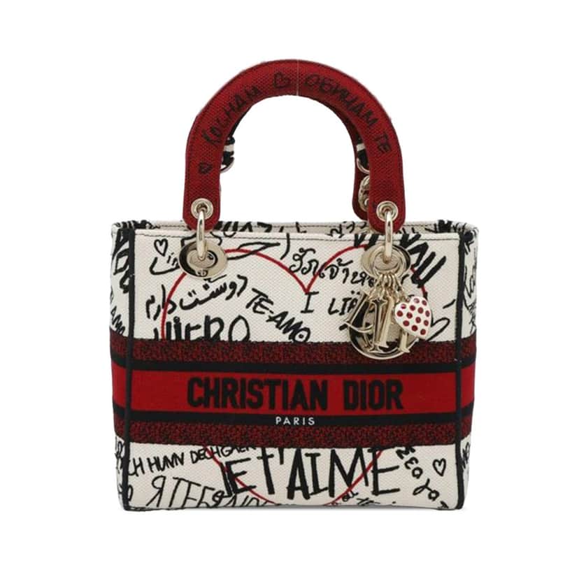 Dior Medium Canvas DiorAmour Graffiti Lady D Lite White Canvas Good condition - Front View
