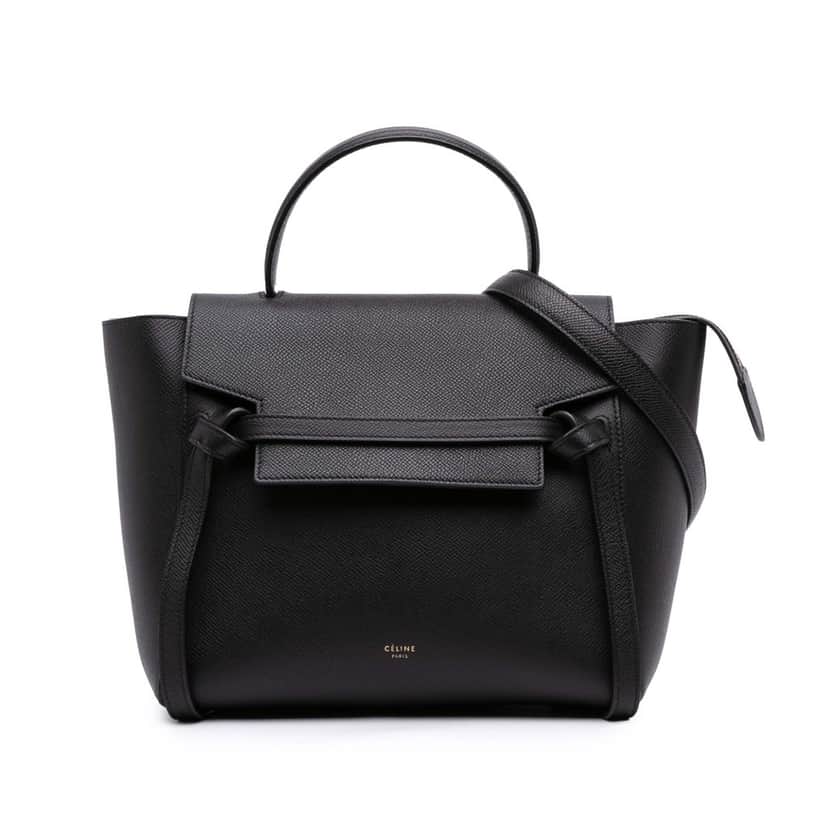 Celine Micro Grained Calfskin Belt Bag Black Leather Good condition - Front View