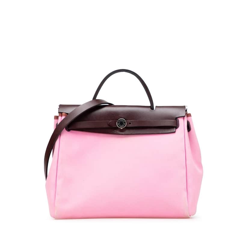 Hermès Toile Herbag Zip 31 Pink Canvas Fair condition - Front View