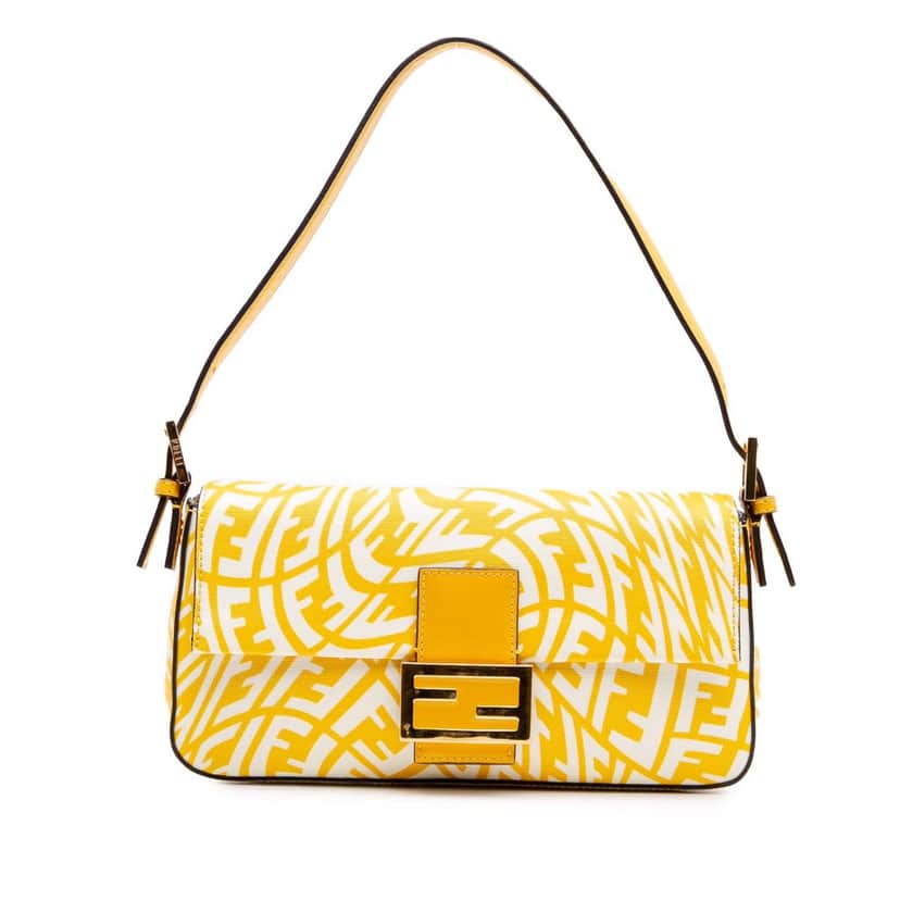Fendi Sarah Coleman Zucca Coated Canvas 1997 Vertigo Baguette Yellow Canvas Good condition - Front View