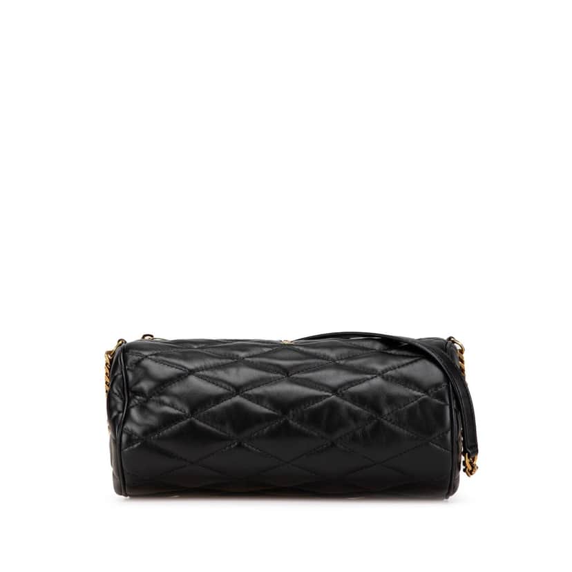 Saint Laurent Small Quilted Lambskin Sade Tube Bag Black Leather Good condition - Front View