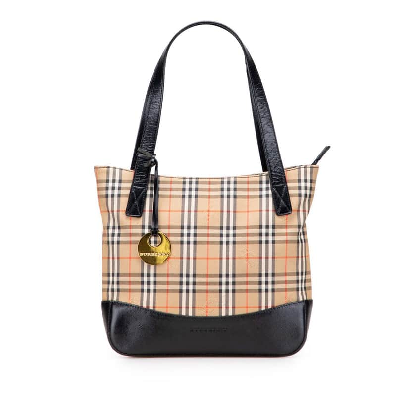 Burberry Haymarket Check Canvas Shoulder Bag Brown Canvas Good condition - Front View