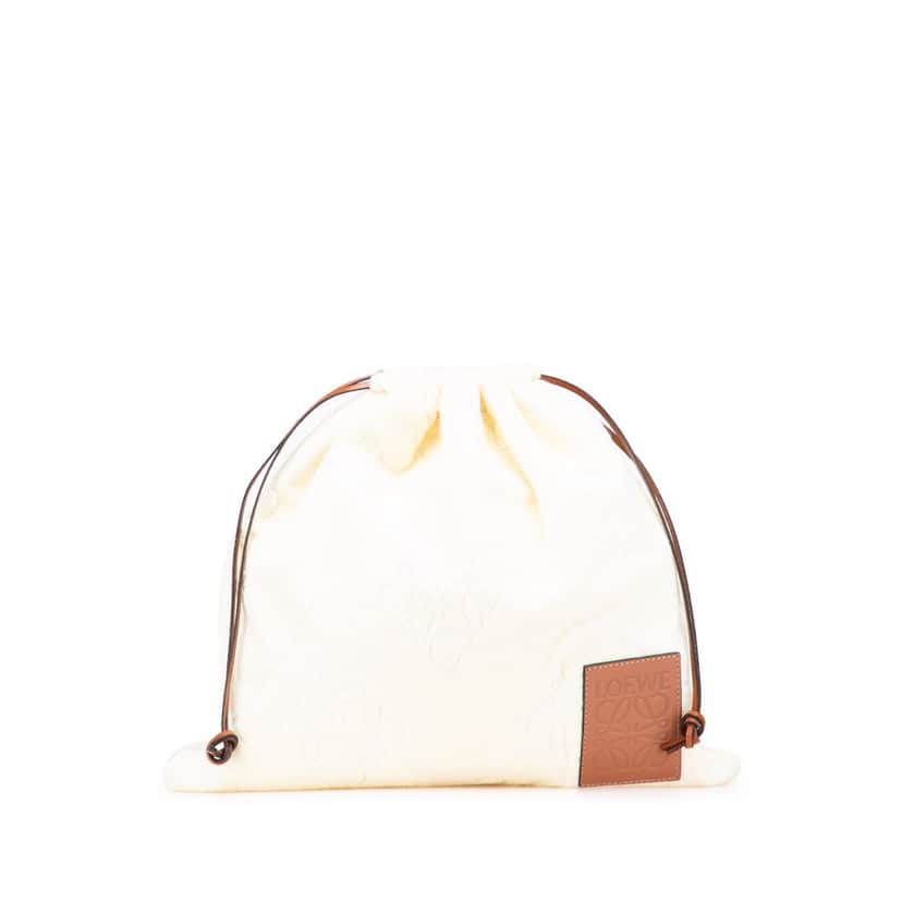 Loewe Paulas Ibiza Anagram Towelling Drawstring Pouch Brown Cotton Good condition - Front View