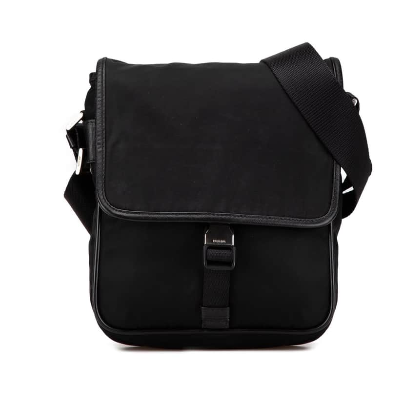 Prada Tessuto Buckle Messenger Bag Black Good condition - Front View