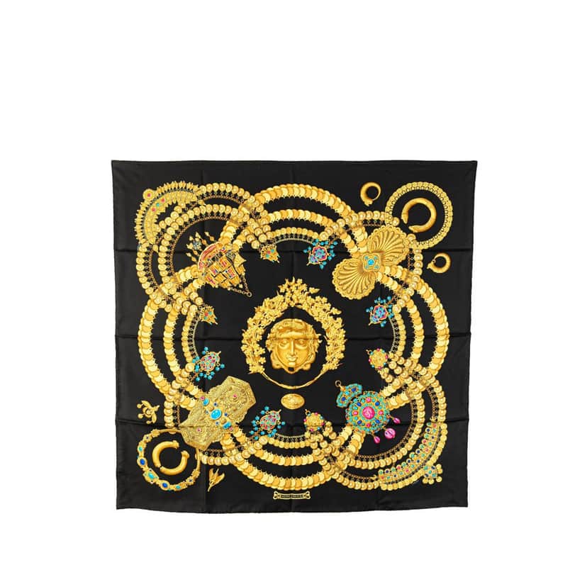 Hermès Kosmima Silk Scarf Black Silk Good condition - Front View