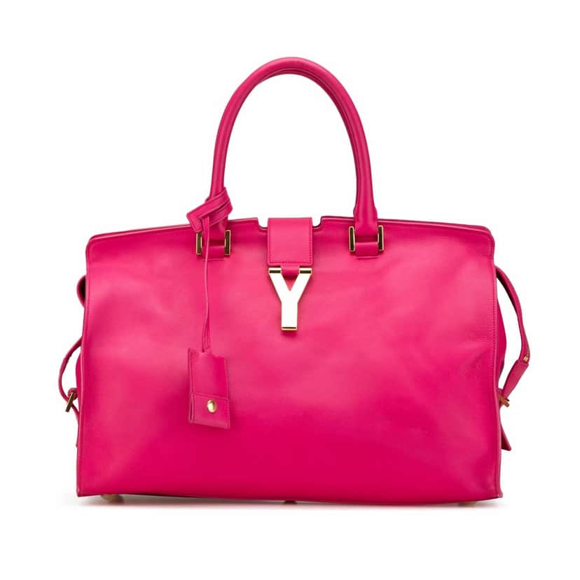 Saint Laurent Small Calfskin Cabas Chyc Satchel Pink Leather Good condition - Front View