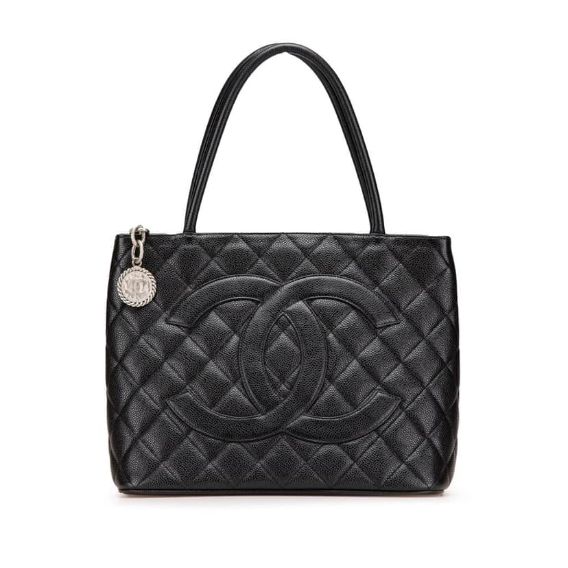 Chanel Caviar Medallion Tote Black Leather Good condition - Front View