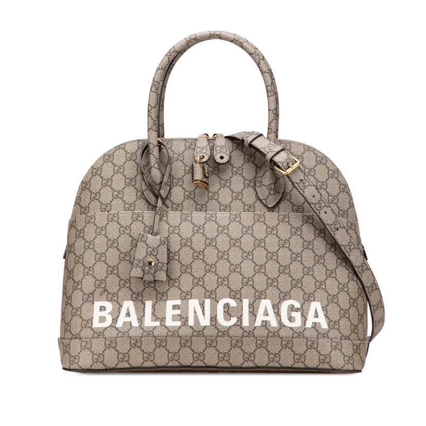 Gucci Balenciaga The Hacker Project Medium GG Supreme Ville Satchel Brown Canvas Good condition - Front View