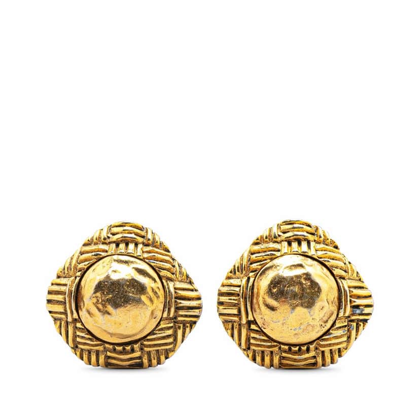 Chanel Gold Plated Clip On Earrings Gold Metal Good condition - Front View