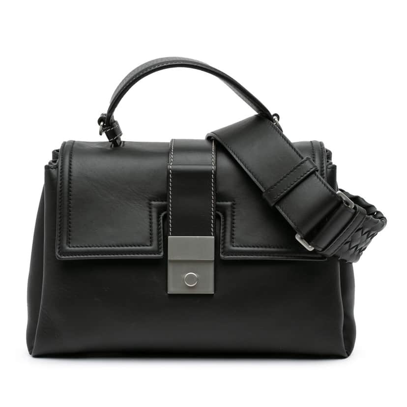 Bottega Veneta Small Nappa Piazza Top Handle Black Leather Good condition - Front View