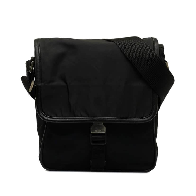 Prada Tessuto Buckle Messenger Bag Black Very good condition - Front View