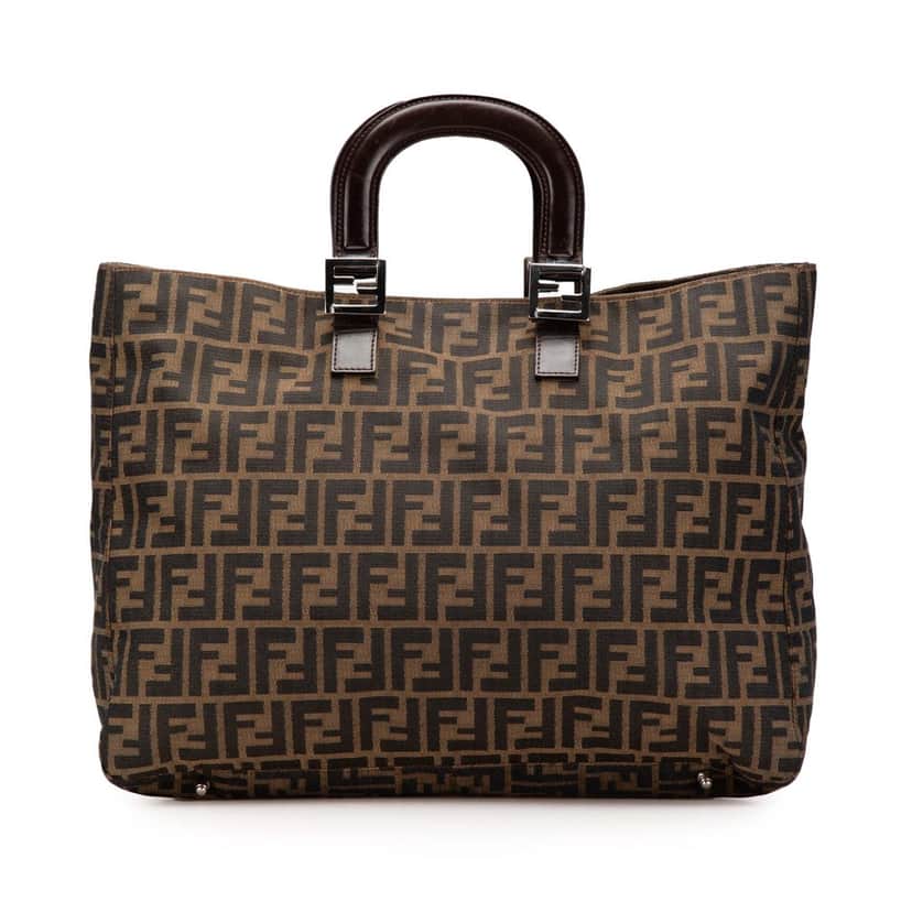 Fendi Large Zucca Canvas Twins Tote Brown Canvas Good condition - Front View