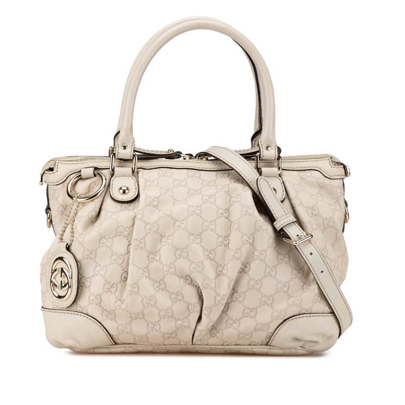 Gucci Guccissima Sukey Satchel White Leather Good condition - Front View