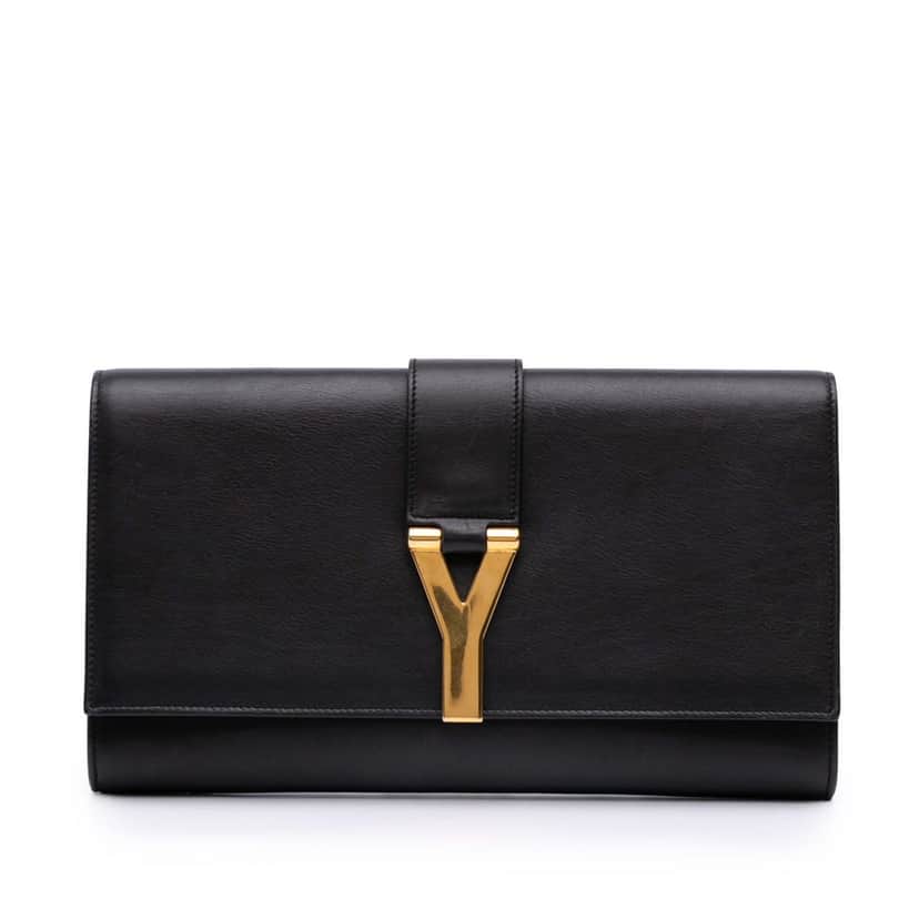 Saint Laurent Calfskin Classic Y Ligne Clutch Black Leather Good condition - Front View