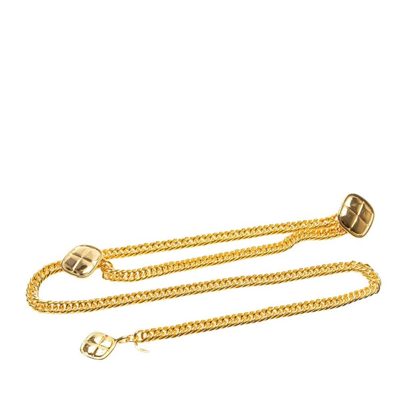 Chanel Gold Plated Quilt Charm Chain Belt Gold Metal Good condition - Front View
