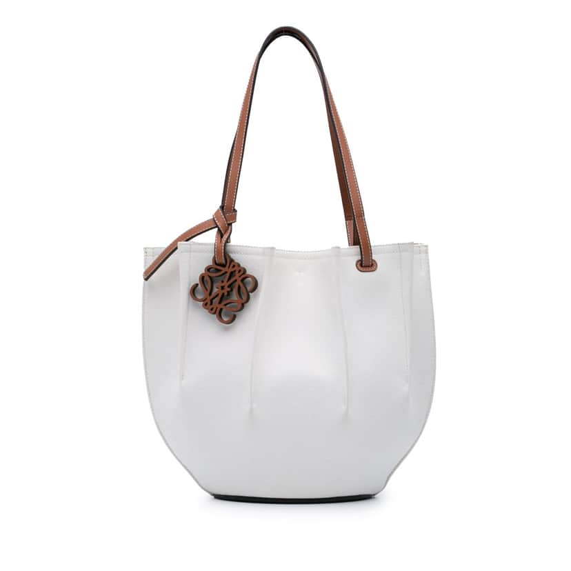 Loewe Paulas Ibiza Denim Shell Basket Tote White Denim Good condition - Front View