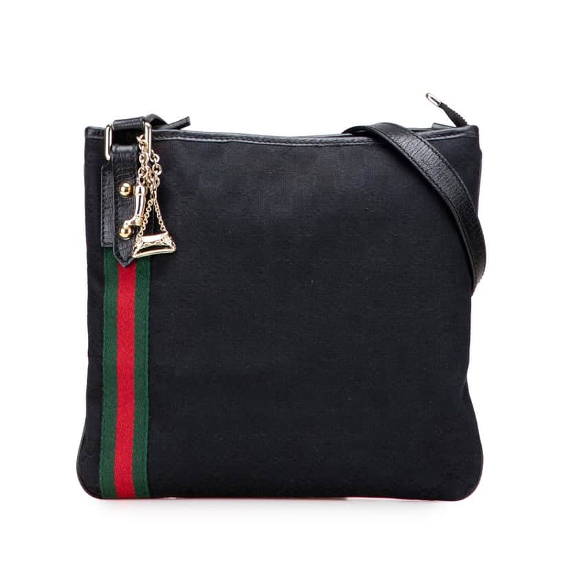Gucci GG Canvas Jolicoeur Crossbody Black Canvas Good condition - Front View