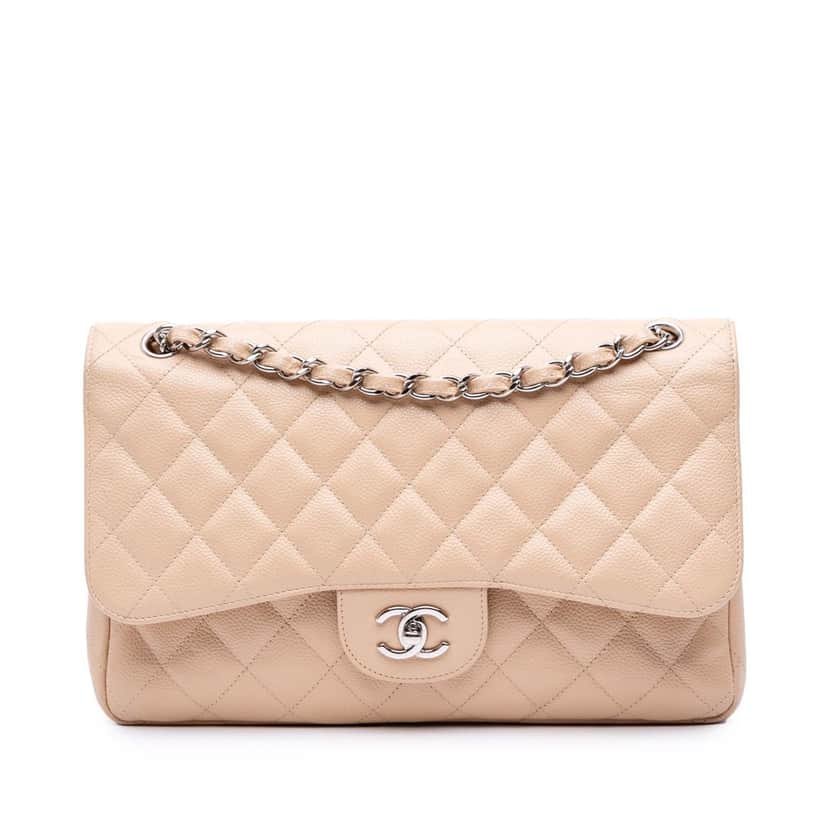 Chanel Jumbo Classic Caviar Double Flap Brown Leather Good condition - Front View