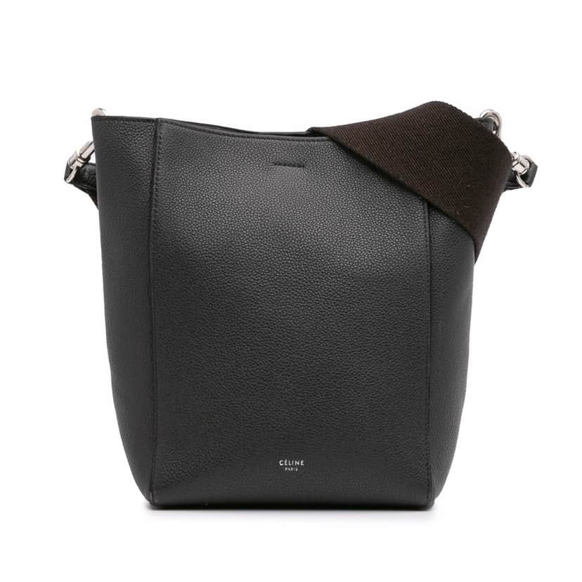 Celine Small Soft Grained Calfskin Seau Sangle Shoulder Bag Brown Leather Good condition - Front View